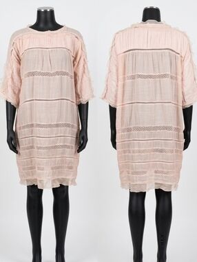 Isabel Marant Blush Pink Embroidered Gauze Mini Dress